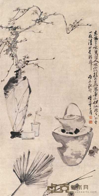 李方膺 1736年作 清供图 立轴 140×71cm